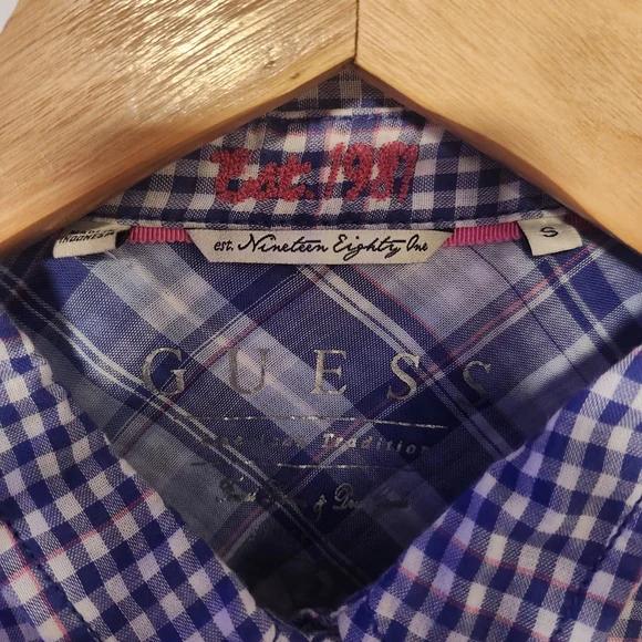 Guess Womens Blue Button down - Picture 3 of 4